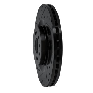 Mercedes-Benz GL350 Brake Rotor (1) - Front Left - R1 Concepts - Drilled & Slotted - Black - `06-`12